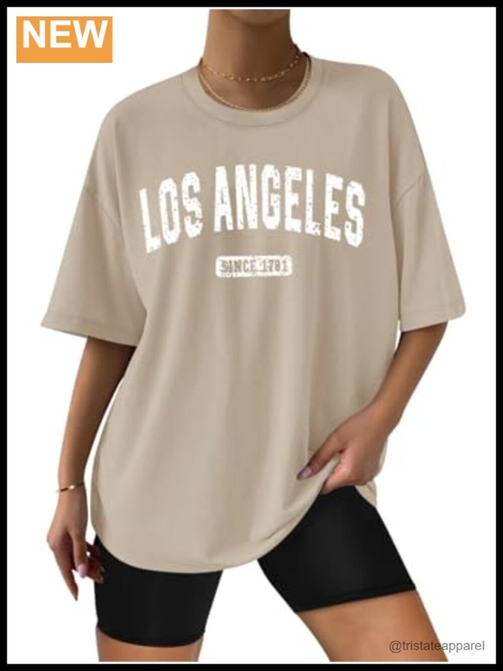 Oversized Cotton T-Shirt with Letter Print, Drop Shoulders, Crew Neck, Short